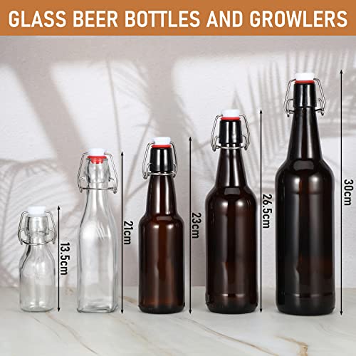 20 Pieces Amber Beer Bottles with Flip Caps, Glass Bottle Airtight Seal with Flip Top Stoppers for Home Brewing and Fermentation of Alcohol Kombucha Tea Wine Coffee Beverage Homemade Soda (11oz)