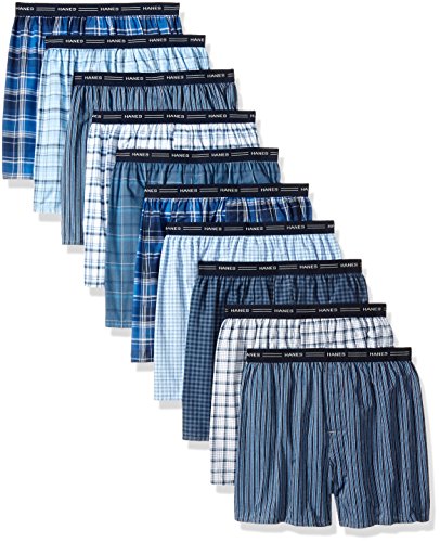 Hanes Red Label Men's Tartan Boxer with Exposed Waistband, Assorted-10 Pack, Meduim