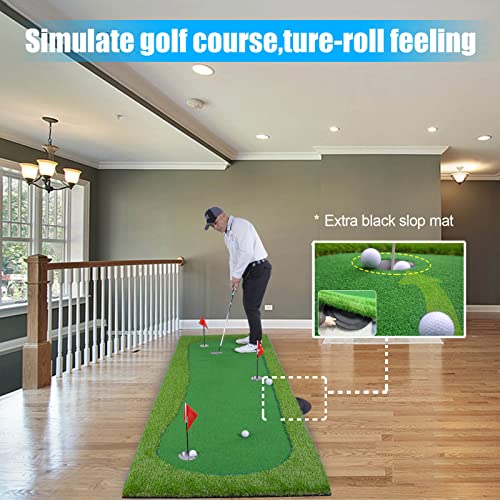 BOBURN Golf Putting Green/Mat-Golf Training Mat- Professional Golf Practice Mat- Green Long Challenging Putter for Indoor/Outdoor