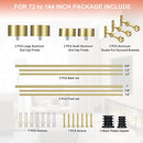 Lwiiom Double Curtain Rods with Aluminum End Cap and Full Surround Brackets,1"Front and 5/8" Back Rod,Adjustable between 72 to 144 Inches (6-12 Feet), Brass Double Window Drapery Rod
