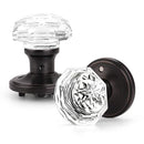 Orger 10 Pack Glass Door Knobs with Oil Rubbed Bronze Rosette, Bath/Bed Door Knobs for Privacy Use, Keyless Interior Door Handles with Diamond Shape Crystal Glass and Zinc Alloy Base