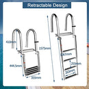 Geloo Bath Ladder Boat Pool Ladder Stainless Steel 4-Stage Pool Ladder for Swimming Pool / Deck / Boat Yacht Cover Ladder Floating Ladder Load Capacity 200 kg with Non-Slip Steps with Handrail