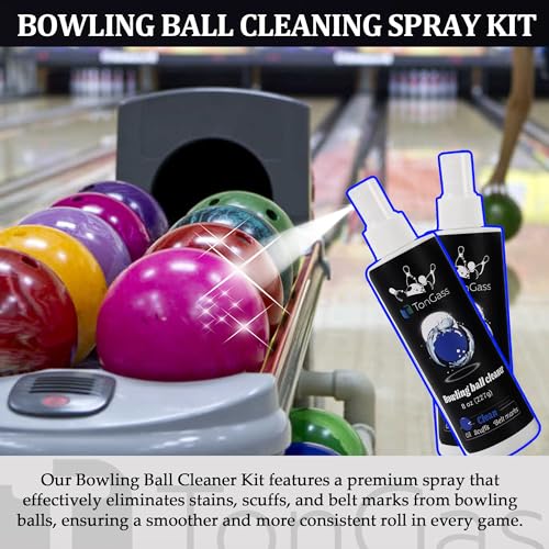 TonGass (2+1 Pack Bowling Ball Cleaner Spray Kit with Bowling Towel Portable Bowling Cleaner Set Bowling Accessories Oil Scuff Mark Cleaner Restores Tack and Prolongs Lifespan of Ball