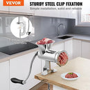 VEVOR Manual Meat Grinder, 304 Stainless Steel Hand Meat Grinder with Steel Table Clamp, Meat Mincer Sausage Maker & 2 Cutting Plates, Cookie Attachment, Sausage Tube for Beef Pepper Mushroom Cookie