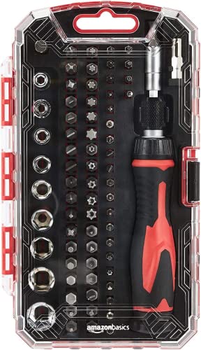 Amazon Basics 73-Piece Magnetic Ratcheting Wrench and Electronics Precision Screwdriver Set