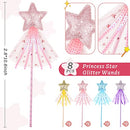 8 Pieces Fairy Wands Star Glitter Wand Princess Wands For Girls Kids Princess Party Favors Angel Wand Sticks With Ribbon Costume Props For Birthday Wedding Party Role Play Toy(Pink,Purple,Gold,Blue)