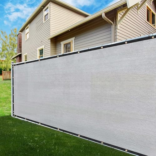 ShadeMart 4' x 50' Grey Fence Privacy Screen Windscreen Shade Fabric Cloth HDPE, 90% Visibility Blockage, with Grommets, Heavy Duty Commercial Grade, Cable Zip Ties Included (We Customize Size)