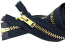 Zipperstop Wholesale YKK- Extra Heavy Duty Jacket Zipper YKK #10 Brass- Metal Teeth Separating -Chaps Zippers for Crafter's Special Color Navy #560 Made in USA -Custom Length (33 inches)