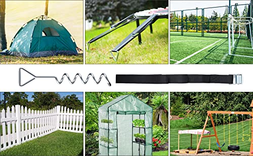 Delex Heavy Duty Galvanized Trampoline Anchor Peg Kit/Tie Down Kit, Fits all Trampolines. Ground Camp Swings, Garden Sheds, Play Sets and much more Tent Fish