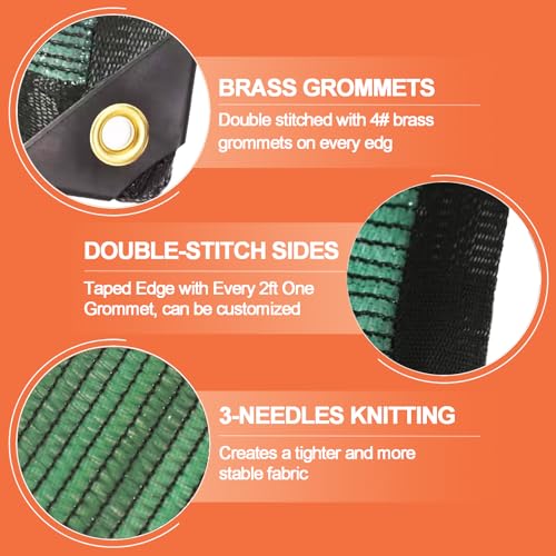 (3.7mx 2.4m) - E.share 70% Green Shade Cloth Taped Edge with Grommets UV 3.7m X 2.4m