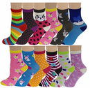 100 Pairs Wholesale lot Kids Girls Assorted Novelty Design Crew Socks (4-6, Assorted Boys & Girls)