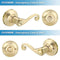 Bonpoly 6 Pack Gold Door Handles, Wave Style Door Lever Privacy Door Handle, Keyless Interior Lever for Bedroom Bathroom, Satin Brass Finish