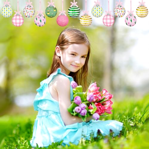 Zeyune 16 Pcs 1.57 Inch Spring Summer Hanging Ornaments Spring Decorations Spring Summer Theme Cute Balls for Holiday Party Favors (Tulip)