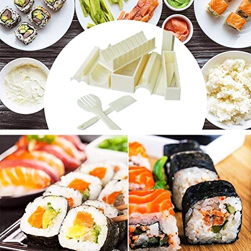 Sushi Kit, 10 pcs Sushi Making Kit, DIY Sushi Maker Rice Roller Mold Set Beginners Homemade Kitchen