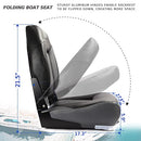 SUNDGORA P1 Premium Marine High Back Folding Boat Seat,Stainless Steel Screws Included,Charcoal/Black(2 Seats)