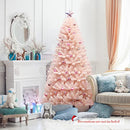 Costway 1.8M Pink Christmas Tree, Artificial Hinged Christmas Tree w/ 617 Tips, Premium Soft PVC Needles, Sturdy Metal Stand, Quick Set Up & Easy Storage, Ideal for Home, Office and Shops