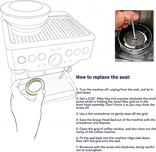 KANZEE 2X Coffee Espresso Machine Brew Group Head Seal Gasket + 4X Cleaning Tablets for Espresso Machine - Compatible with Breville Espresso Machine 878/870/860/840/810/500/450, 54mm Silicone Ring
