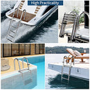 Geloo Bath Ladder Boat Pool Ladder Stainless Steel 4-Stage Pool Ladder for Swimming Pool / Deck / Boat Yacht Cover Ladder Floating Ladder Load Capacity 200 kg with Non-Slip Steps with Handrail