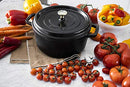 STAUB Cast Iron Dutch Oven 4-qt Round Cocotte, Made in France, Serves 3-4, Matte Black