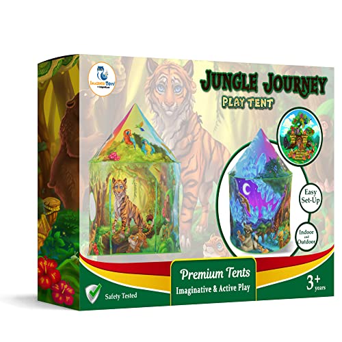 Jungle Journey Play Tent Playhouse for Boys and Girls | Exceptional Forest Animal Themed Pop Up Fort for Imaginative Indoor and Outdoor Games | Play Castle for Kids