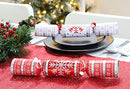 Toyland® Pack of 10 - Red & White Snowflake Nordic Christmas Crackers - Christmas Dinner Table Decorations