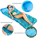 FindUWill Oversized Pool Floats- 72" X 37" Extra Large Fabric Covered Pool Float Raft for Adults, Inflatable Pool Floaties Lounger with Headrest Ultra-Comfort Cooling Floating Mat (XL, Monstera Green)