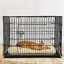 i.Pet Dog Crate Cage 42" Pet Kennel Crates Puppy Cat Fence House Outdoor Indoor Portable Carrier, Metal Wire with Triple Doors Lockable Foldable with Removable Tray and Handle