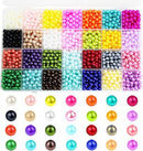 1960Pcs Pearl Beads, BetterJonny 28 Colors Round Pearl Beads with Holes 6mm Colorful Loose Spacer Beads for Jewelry Bracelet Necklace Earrings Making and DIY Craft