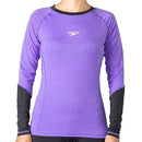 Speedo Women's UPF 50+ Rash Guard Long Sleeve Swim Shirts, Water Beach Surf Swimsuit, UV/Sun Protection Swimwear - Violet/L