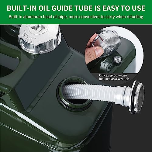Zemoeng 20L Metal Jerry Can Petrol Can with Flexible Spout for Diesel, Petrol - UN Approved Fuel Can