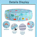 Docuwee Round Pool Cover 32", Foldable Kiddie Solar Cover Fit Dog Swimming Pool, Pets Kids Bath Tub, Inflatable Pool, Anti-UV Dustproof Pool Safety Cover with Cute Ocean Animals Pattern