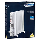 De'Longhi, Portable Oil Column Heater, 2400W with Timer, Addional Fan to Boost Heat, Castors and Cool-Touch Handle, 24 H, DL2401TF, White