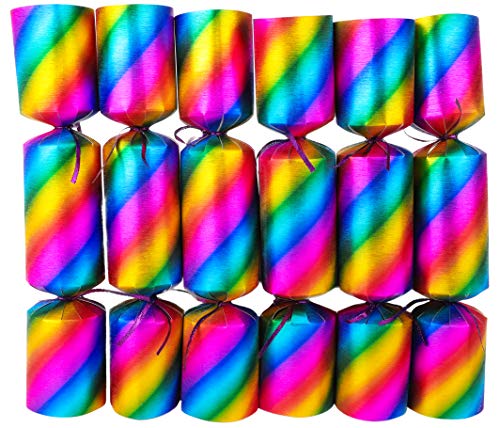 Toyland® Pack of 6 Luxury Bright Rainbow Design Christmas Crackers