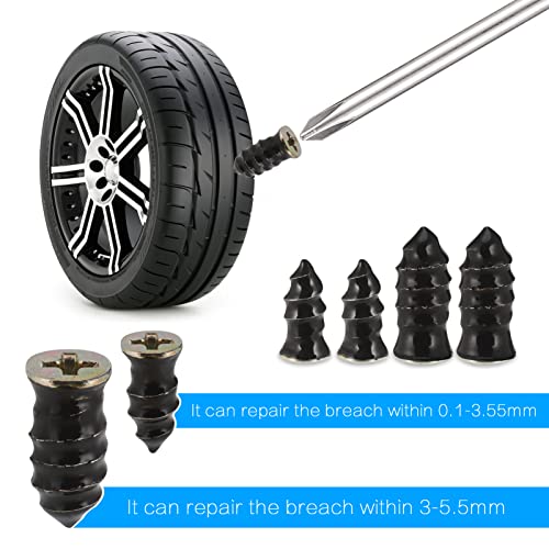 Zocipro 30Pcs Tyre Repair Kit Rubber Nails with Screwdriver, Car Puncture Repair Kit, Universal Tire Repair Fast Repair Nail for Auto Car Motorcycle (15 S+15 L)