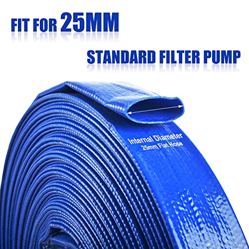 TOPEX 25mm X 25m Water Pump Kit Lay-Flat Discharge Hose Kit