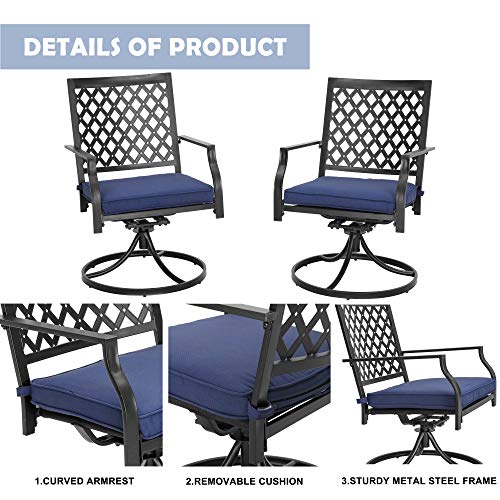 LOKATSE HOME Patio Swivel Rocker Chairs Furniture Metal Outdoor Dining Chairs with Cushion Set of 2