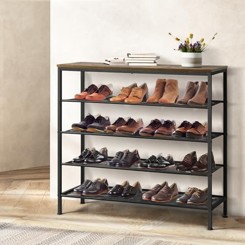 LEVEDE 5-Tier Shoe Rack Storage Organizer, Shoe Stand Hold up to 20 Pairs of Shoes, Display Console Table for Entryway, Living Room (Brown)