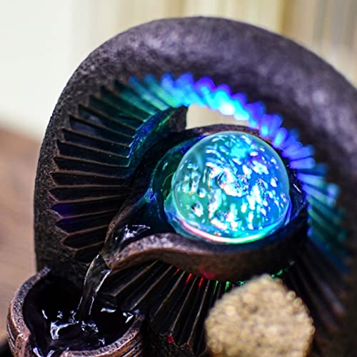 Zen'Light Buddha Bhava Indoor Fountain, Zen Decor, Ideal for Meditation and Relaxation, Table Fountain with Closed Circulation, Colour-Changing LED Lighting, Water Flows on 3 Levels, Height 26 cm