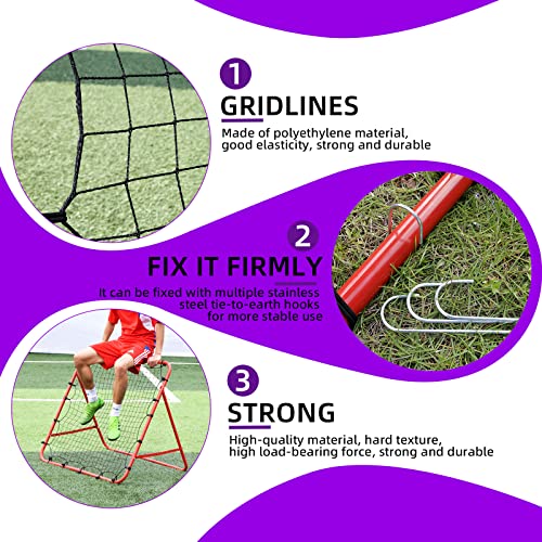 Swpeet Duarble Foldable Football Training Rebounder Net with Thickened Tube and Rope Assortment Kit, Training Soccer Kickback Target Goal Net Perfect for Backyard Soccer Practice and Soccer Training