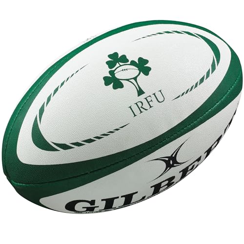 Gilbert Ireland International Replica Mini Rugby Ball, White/Green, 5