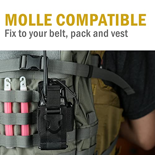 VIPERADE Radio Holster, MOLLE Radio Pouch for Vest, Universal Walkie Talkie Holster Radio Holder for Duty Belt, Police Radio Holder Tactical Radio Pouch for Baofeng, Motorola (Black)