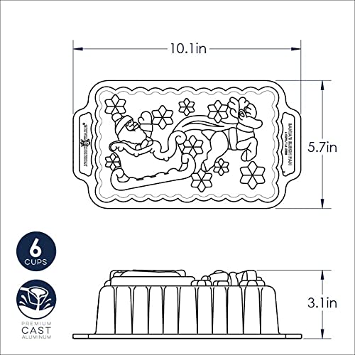 Nordic Ware NW 90848 Santa's Sleigh Loaf Pan Baking Tin Aluminium Grey