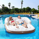 Costway Canopy Island Inflatable Pool Float Lounge, Swimming Raft Lounge w/High Backrest Armrest Adults & Kids, Inflatable Pool Floating Lounge Chair w/ 2 Cup Holders Retractable Canopy Beach Seaside