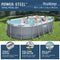 Bestway Power Steel 14' x 8'2" x 39.5" Oval Above Ground Pool Set | Includes 530gal Filter Pump, Ladder, ChemConnect Dispener