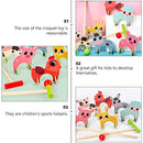 TOYANDONA Kids Croquet Set, Cartoon Wooden Animal Croquet Set Funny Lawn Games for Boys Girls