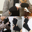 2 Pair Half Finger Gloves Winter Knit Touchscreen Warm Stretchy Mittens Fingerless Gloves in Common Size for Men and Women,black, Black, Large