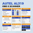 Autel Professional OBD2 Scanner AL319 Code Reader, Enhanced Check and Reset Engine Fault Code, Live Data, Freeze Frame, CAN Car Diagnostic Scan Tools for All OBDII Vehicles After 1996, 2024 Upgraded