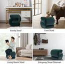 KIVENJAJA Velvet Vanity Stool, Modern S-Shaped Pouf Ottoman Footrest Makeup Chair Foot Stool Under Desk, Decorative Floor Seat for Makeup Room, Bedroom, Living Room (Dark Green)