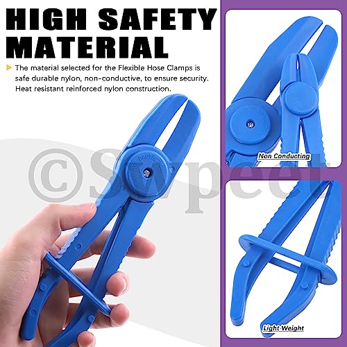 Swpeet 6Pcs Blue Line Clamps Flexible Hose Clamps Pliers Kit, Hose Pinch Off Pliers Set Line Clamps for Brake Hoses, Fuel Hoses, Coolant Hoses, Most Flexible 15mm, 20mm and 25mm Hoses Clamps