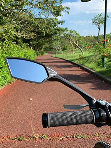 MEACHOW New Scratch Resistant Glass Lens,Handlebar Bike Mirror, Rotatable Safe Rearview Mirror, Bicycle Mirror, (Blue Left Side) ME-006LB